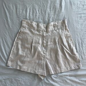 Artisan Ny High Waist LINEN Cream Shorts
